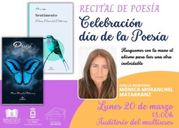 Mónica Moranchel Matarranz recita poesía en el Multiusos de Yebes-Valdeluz en el Día Internacional de la Poesía