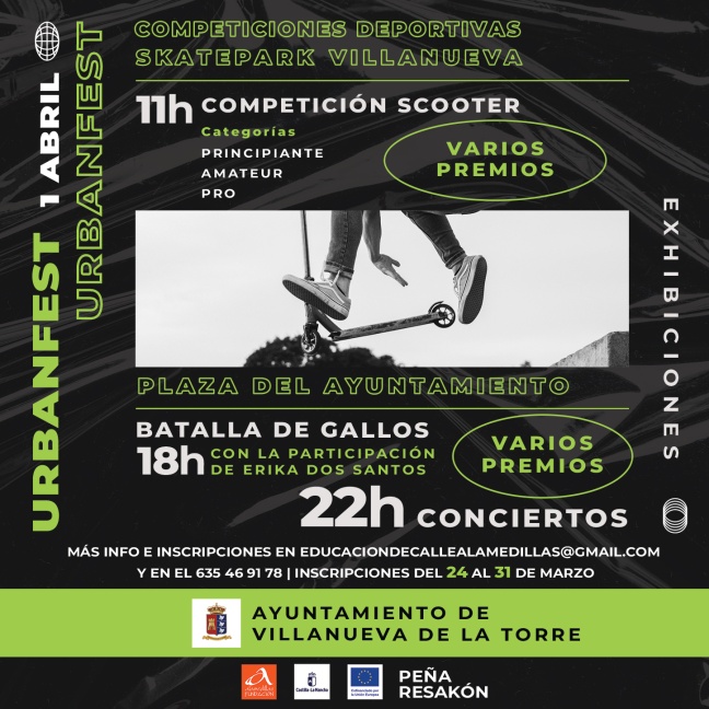 Urban Fest estrena la nueva plaza de patinaje de Villanueva de la Torre este sábado