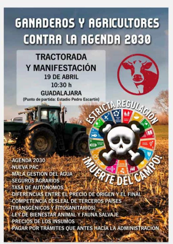 Agricultores de Guadalajara convocan una tractorada para protestar por la situación del campo
