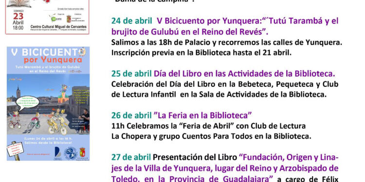 Yunquera de Henares celebra el Día del Libro con un amplio programa de actividades culturales y literarias.