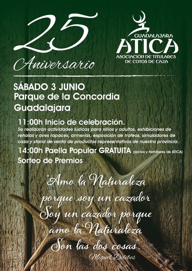 Atica Guadalajara celebra su 25 aniversario reivindicando la caza responsable y la gestión del territorio