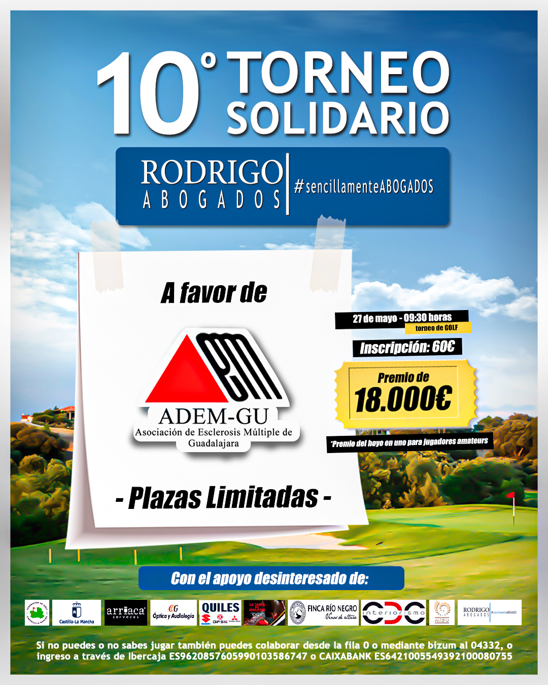 X Torneo Solidario de Golf Rodrigo Abogados en apoyo a la Asociación de Esclerosis Múltiple de Guadalajara 