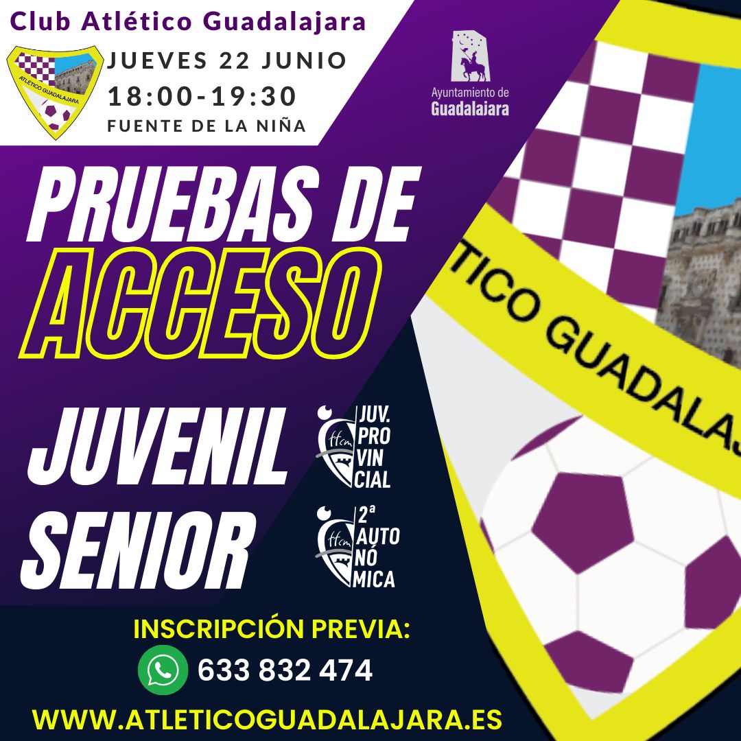 Pruebas de acceso Atlético Guadalajara para equipos juvenil y senior