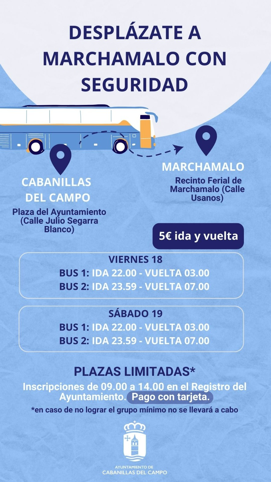 Servicio de Transporte Especial para Fiestas de Marchamalo desde Cabanillas del Campo