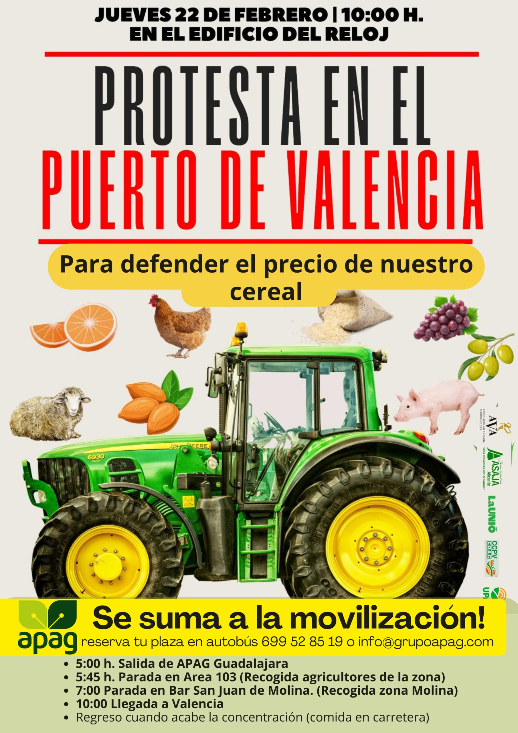 Participación de APAG Guadalajara en Bloqueo al Puerto de Valencia: Protesta Agraria por Precios Injustos