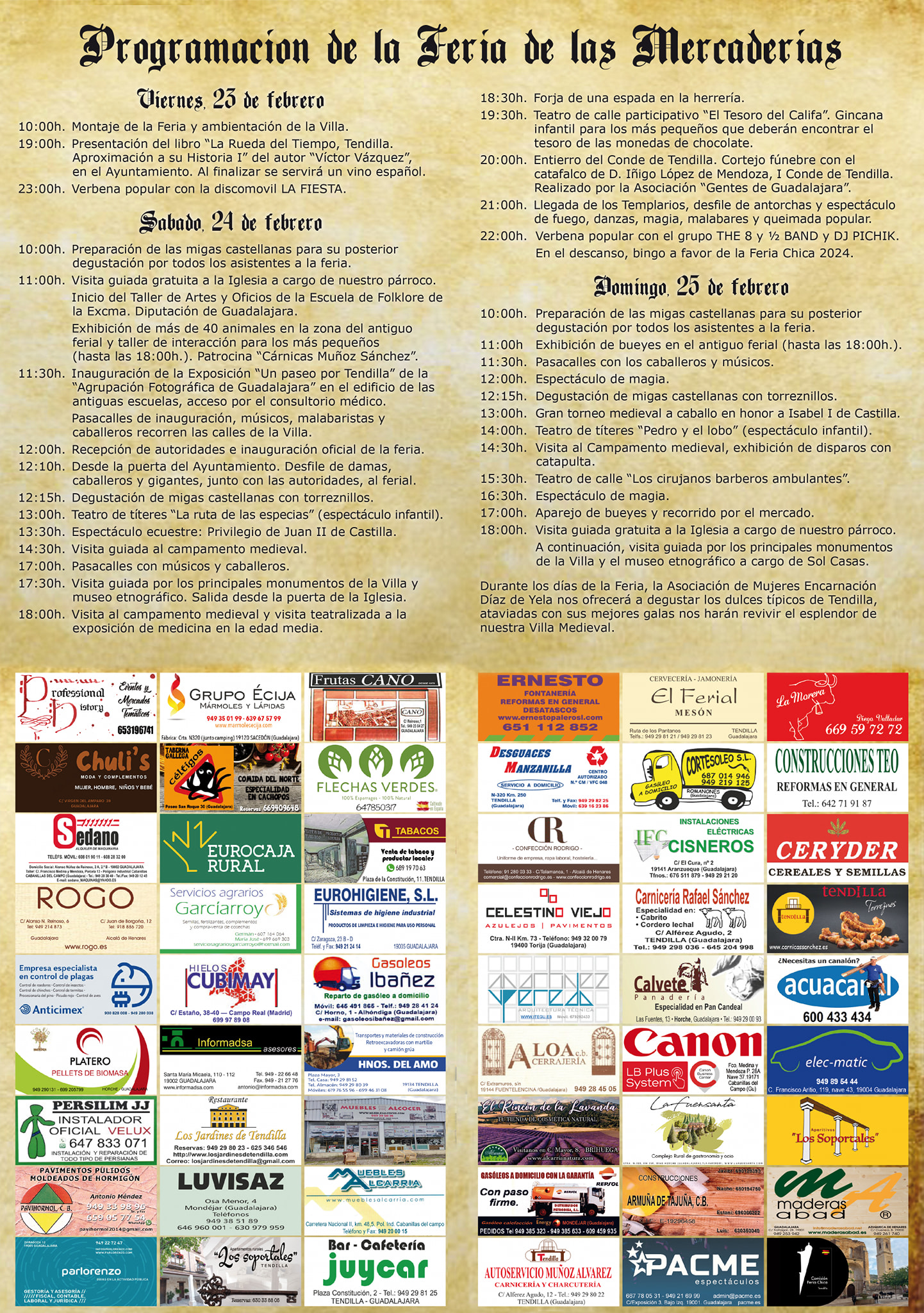 Celebración Histórica y Cultural en Tendilla: Feria de las Mercaderías 2024