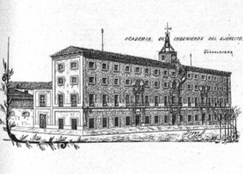 Ilustración sobre la Academia de Ingenieros publicada en Flores y Abejas en 1985.