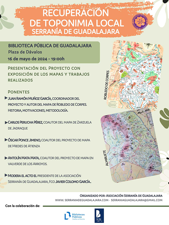 La Asociación Serranía de Guadalajara impulsa la recuperación de la toponimia local con la conferencia "Mapas de toponimia local serrana"