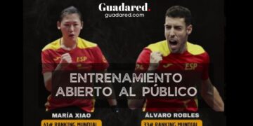 Entrenamiento Abierto con María Xiao y Álvaro Robles en los Campeonatos de España de Tenis de Mesa 2024 en Guadalajara