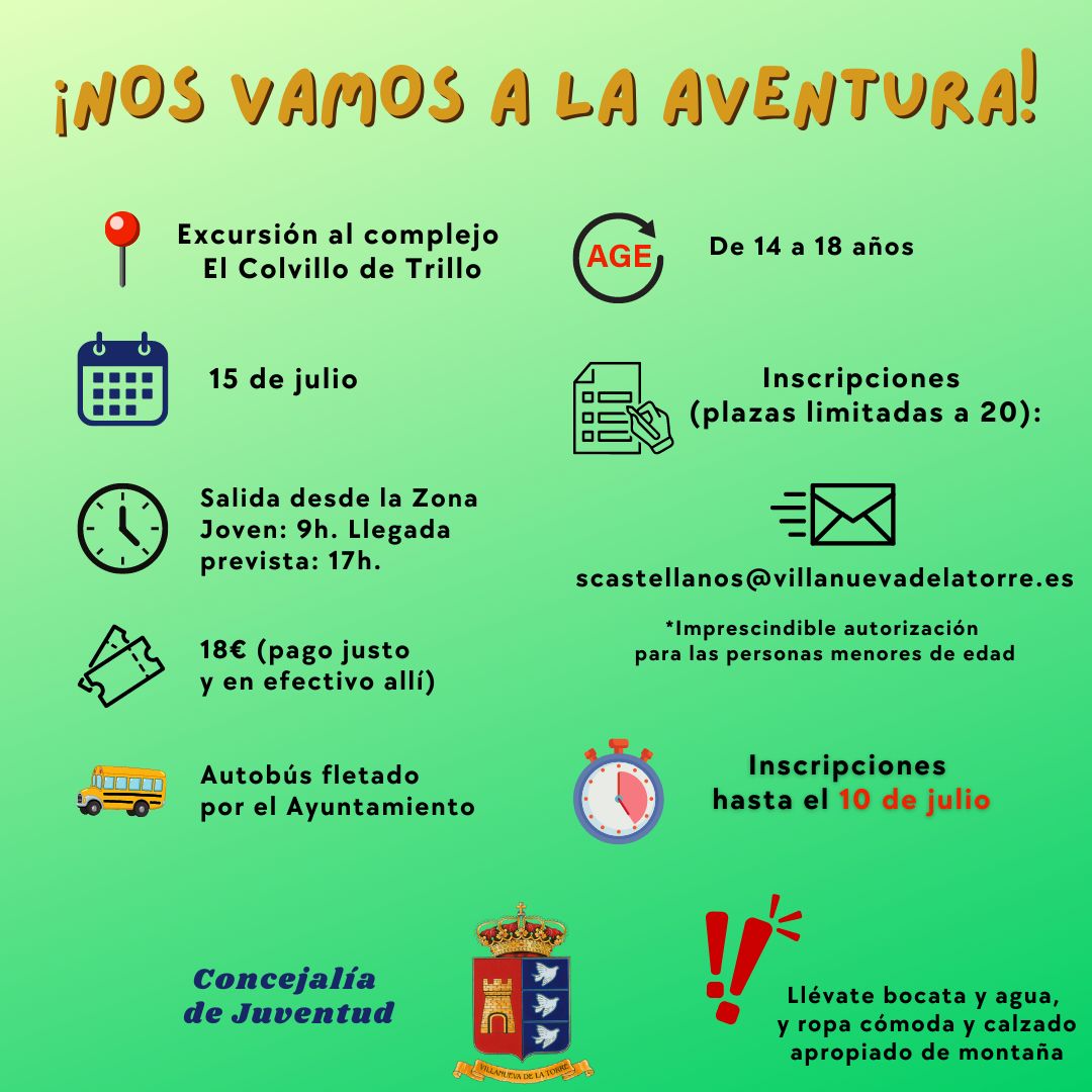 Excursión Juvenil al Parque de Aventura El Colvillo de Trillo: Inscripciones Abiertas Hasta el 10 de Julio