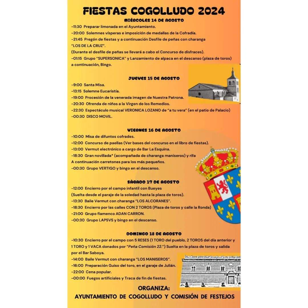 Fiestas en Honor a la Virgen de los Remedios Cogolludo 2024