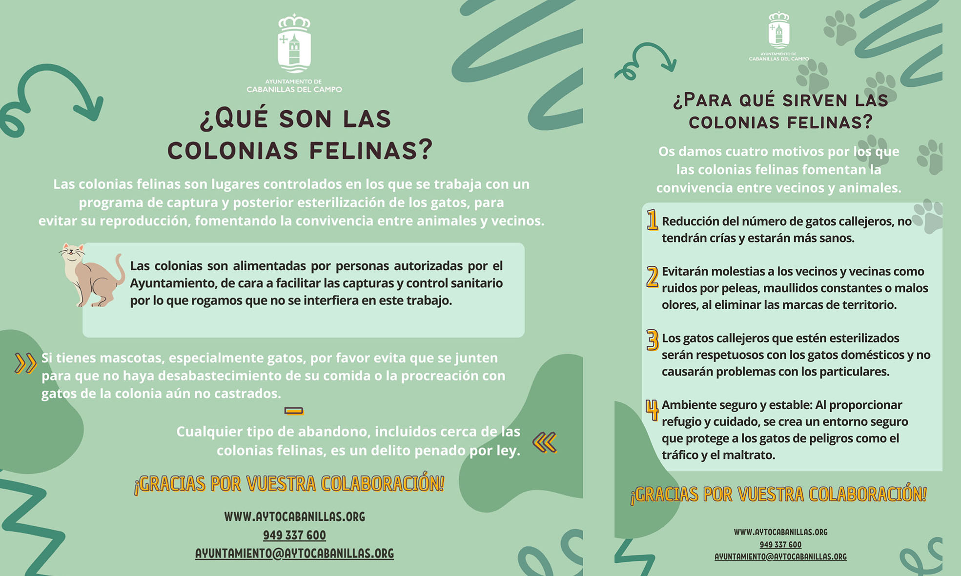 El Ayuntamiento de Cabanillas del Campo lanza campaña de concienciación sobre control de gatos callejeros y domésticos