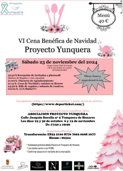 Cena Benéfica de Proyecto Yunquera: un evento solidario para mejorar la calidad de vida de pacientes oncológicos