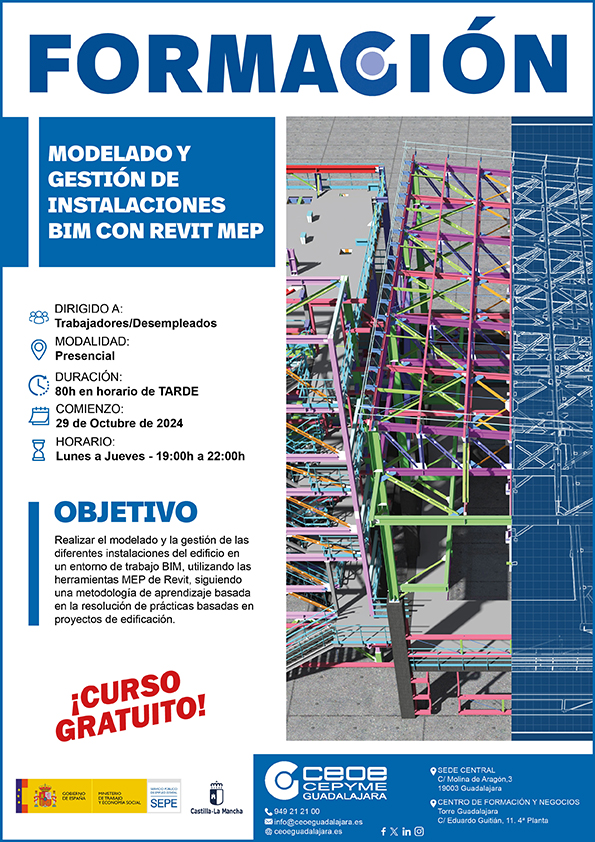 Curso presencial de Revit MEP: inscríbete gratis en CEOE-CEPYME Guadalajara