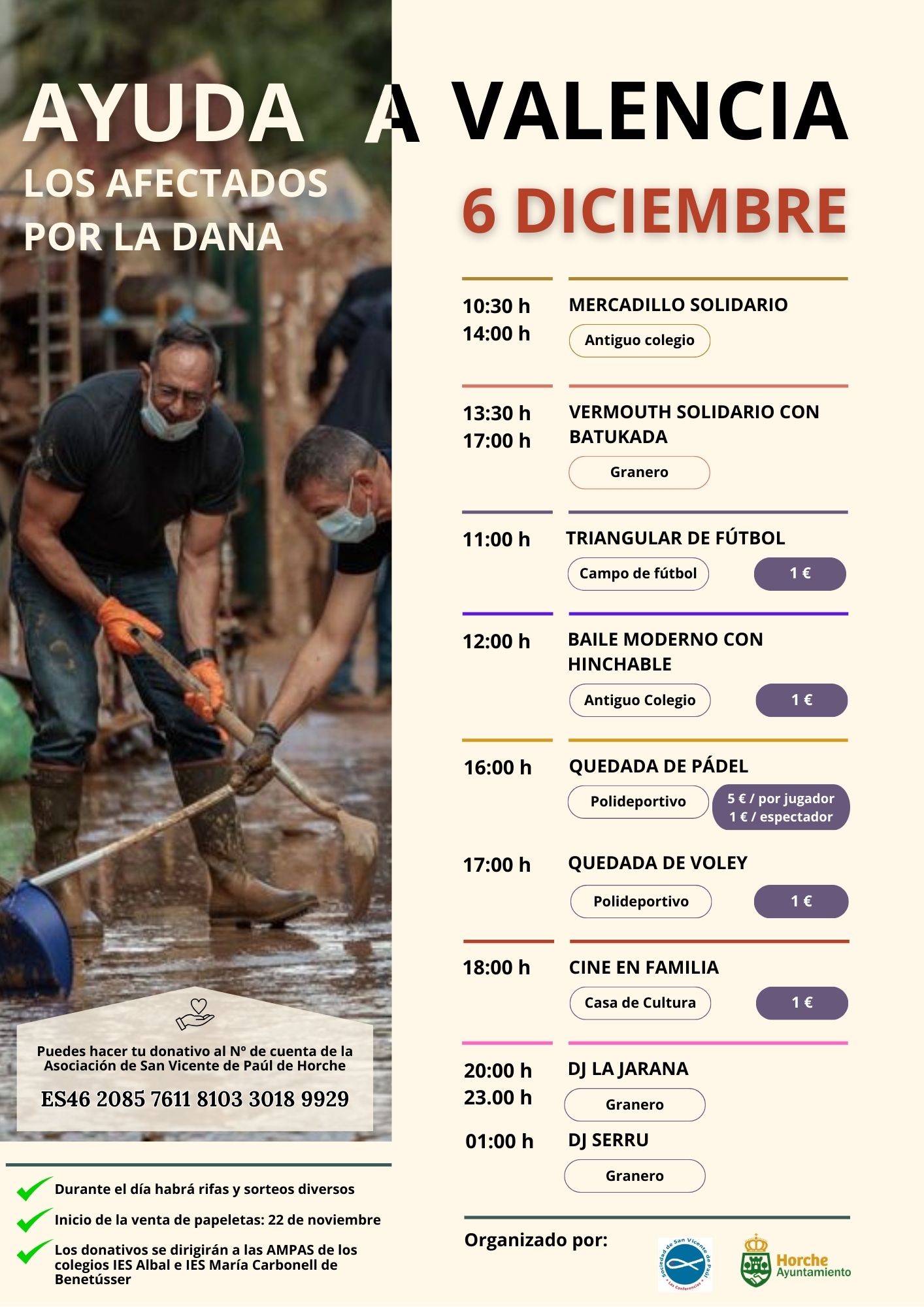 Horche organiza jornada solidaria para ayudar a las familias afectadas por la DANA en Valencia