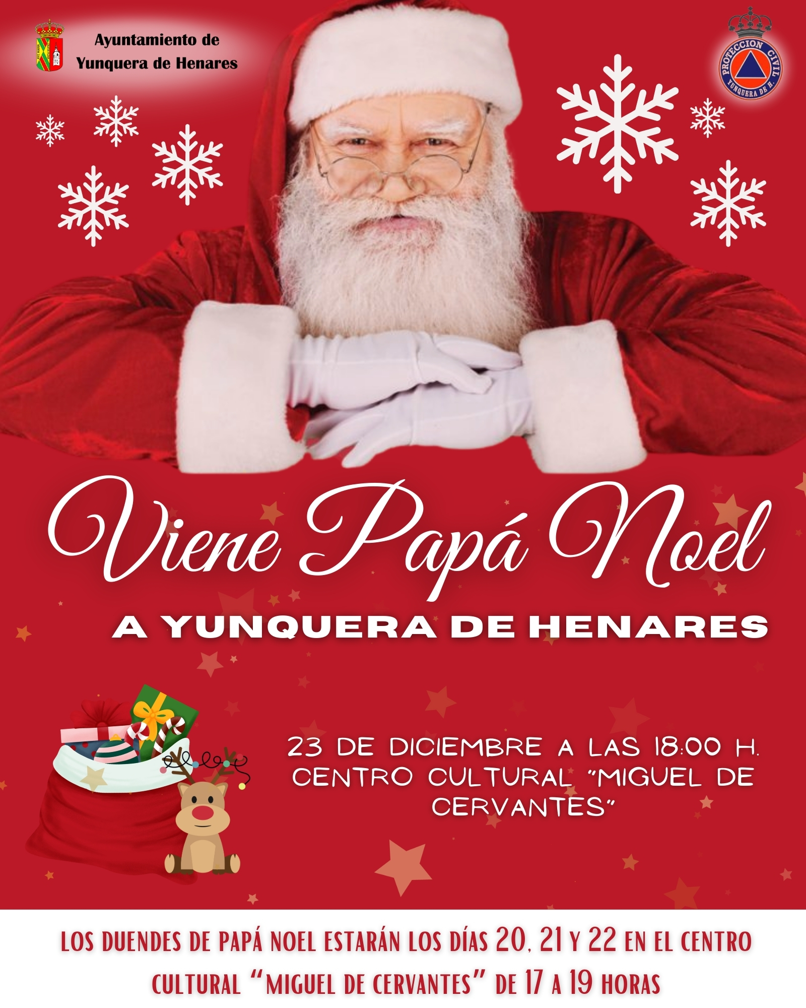 Papá Noel llega a Yunquera de Henares el 23 de diciembre con sus duendes para celebrar la Navidad