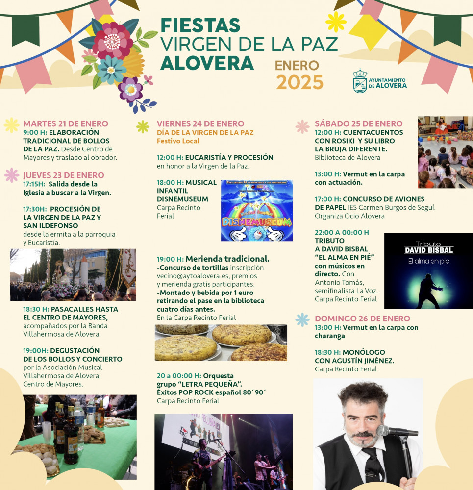 Fiestas de la Virgen de la Paz en Alovera 2025: Música, Tradición y Gastronomía del 21 al 26 de enero