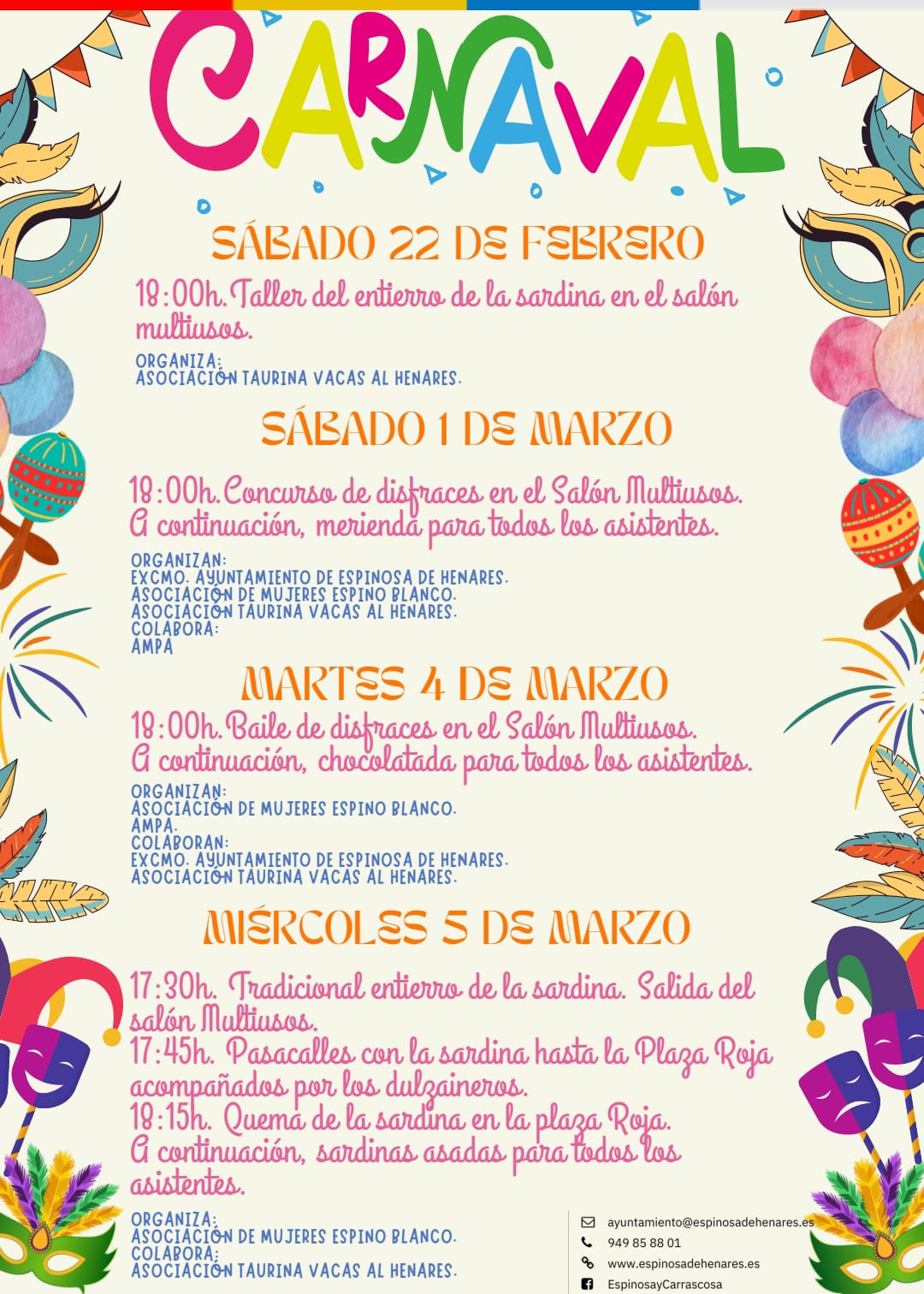 Carnaval 2025 en Espinosa de Henares: Fechas, Actividades y Tradiciones para Disfrutar