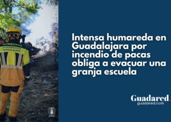 Un incendio en la Huerta de La Limpia provoca gran humareda y el desalojo de una granja escuela en Guadalajara