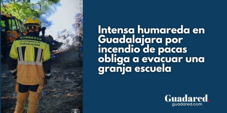 Un incendio en la Huerta de La Limpia provoca gran humareda y el desalojo de una granja escuela en Guadalajara