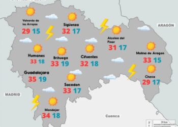 Guadalajara, en alerta este martes por tormentas y altas temperaturas de hasta 36 grados