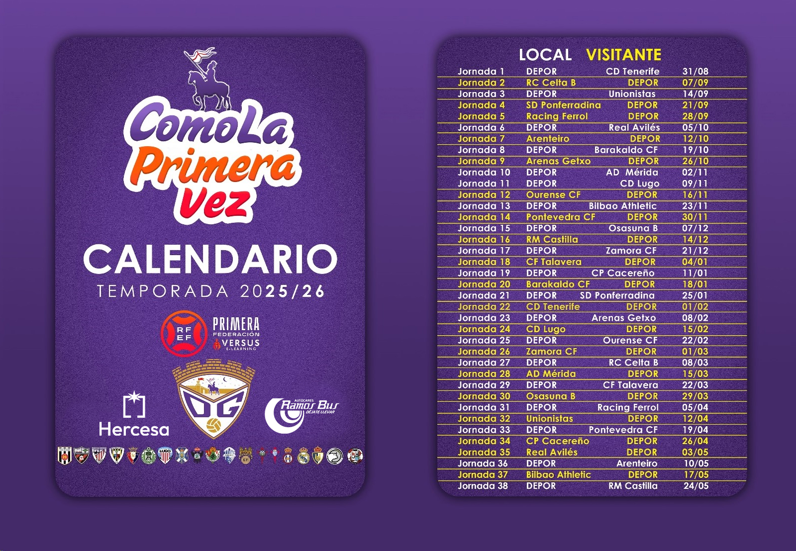 Calendario Depor Guada temporada 2025-26