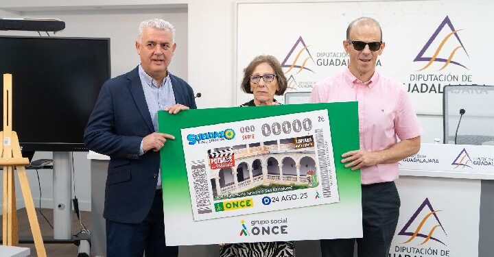 Monasterio de Lupiana en el cupón de la ONCE, presentado en la Diputación de Guadalajara