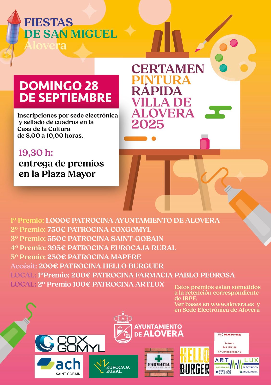 Certamen Nacional de Pintura Rápida Alovera 2025: Premios de casi 3.500 € el 28 de septiembre