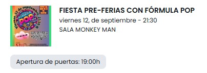 Concierto Fórmula Pop en la Sala Monkey Man