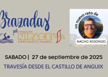 Nacho Redondo celebra 5 años de “Brazadas por NIPACE” en el pantano de Bolarque