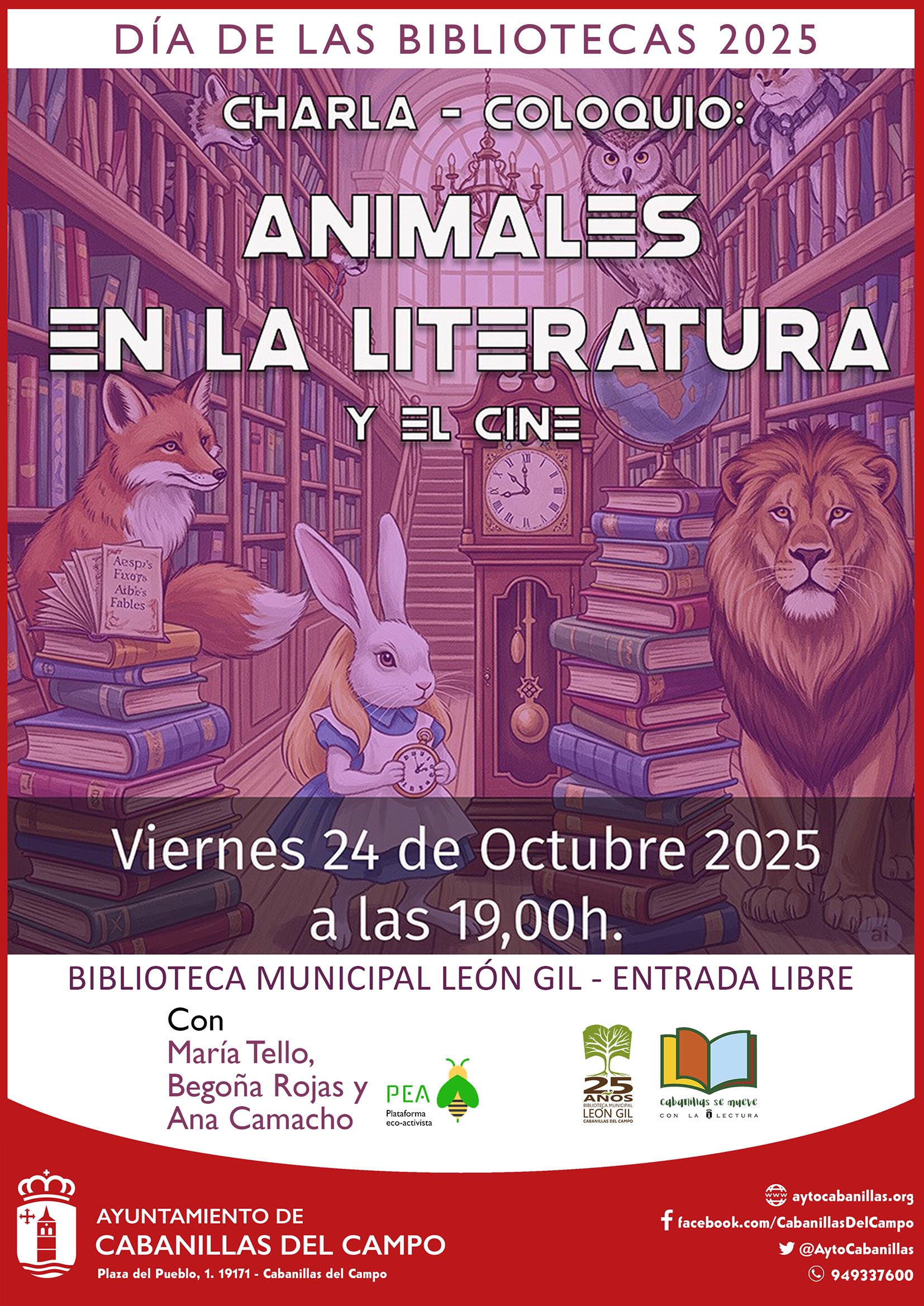 Charla-coloquio en Cabanillas: “Animales en la Literatura y el Cine” por el Día de las Bibliotecas 2025