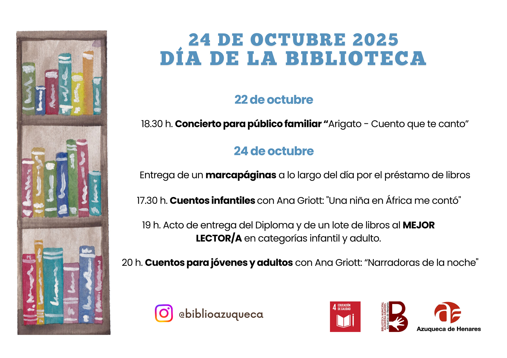 Azuqueca celebra el Día de la Biblioteca con conciertos, cuentos y premios a sus lectores más fieles