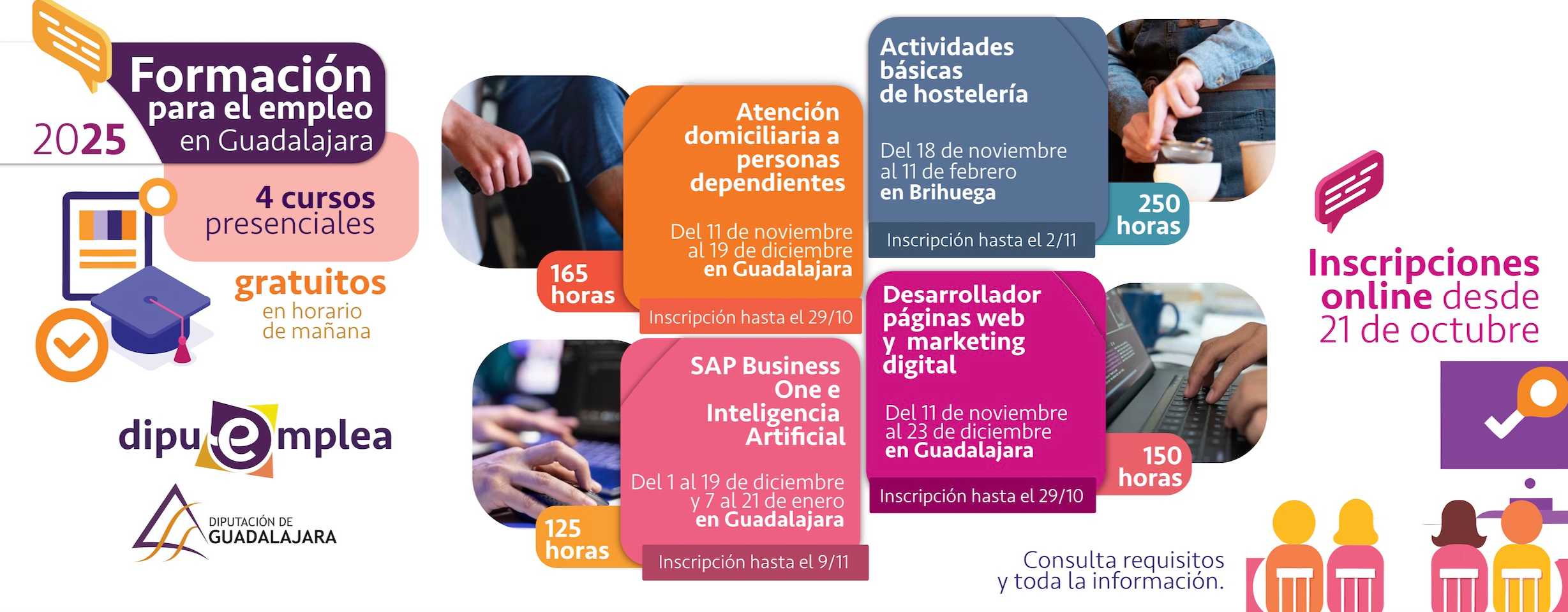 La Diputación de Guadalajara impulsa el empleo con 1.280 horas de formación presencial a través del programa Dipuemplea 2025