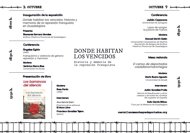 Ciclo de conferencias “Donde habitan los vencidos” analiza la represión franquista en Guadalajara