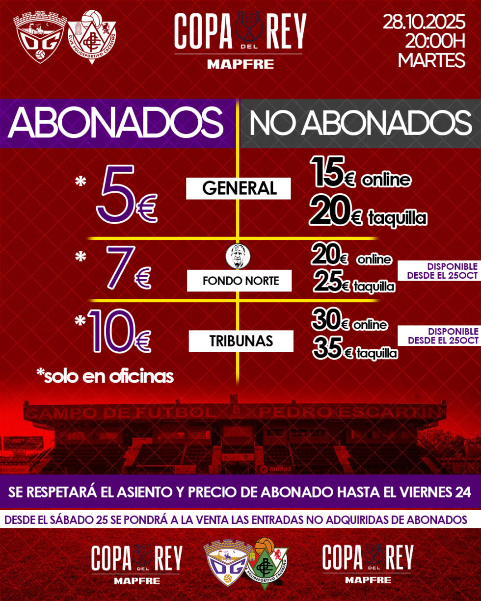 Entradas C.D. Guadalajara vs CP Cacereño | Primera Ronda Copa del Rey 2025