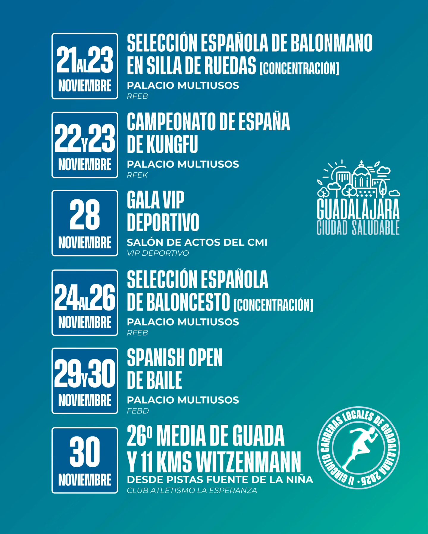 Noviembre se llena de acción deportiva en Guadalajara: una agenda para no perderse