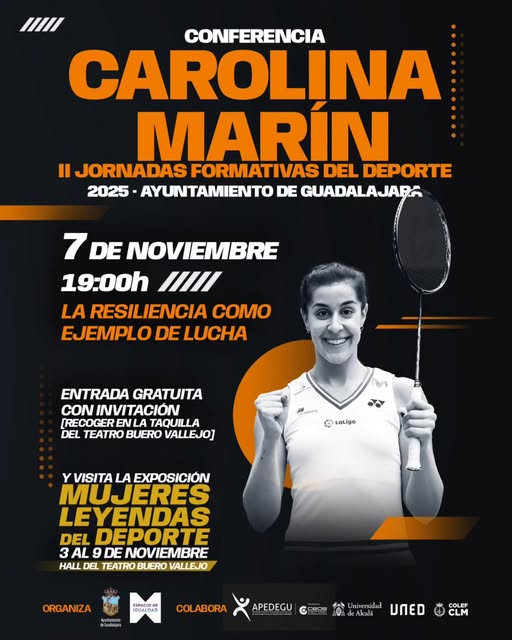 Carolina Marín ofrece una conferencia sobre resiliencia en Guadalajara: II Jornadas Formativas del Deporte 2025