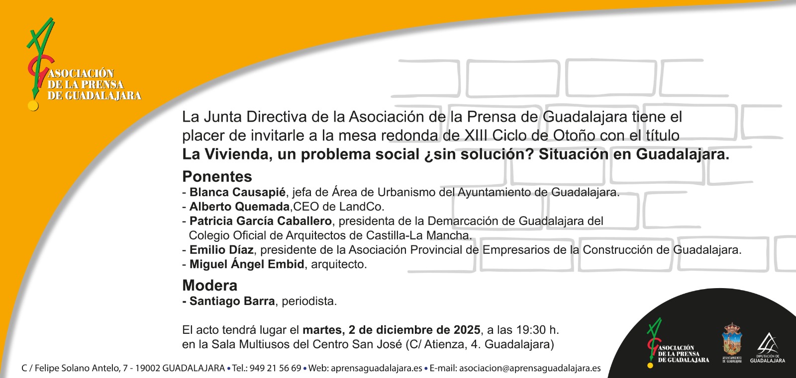La Vivienda, Tema Central de la Segunda Conferencia del Ciclo de Otoño de la Asociación de la Prensa de Guadalajara