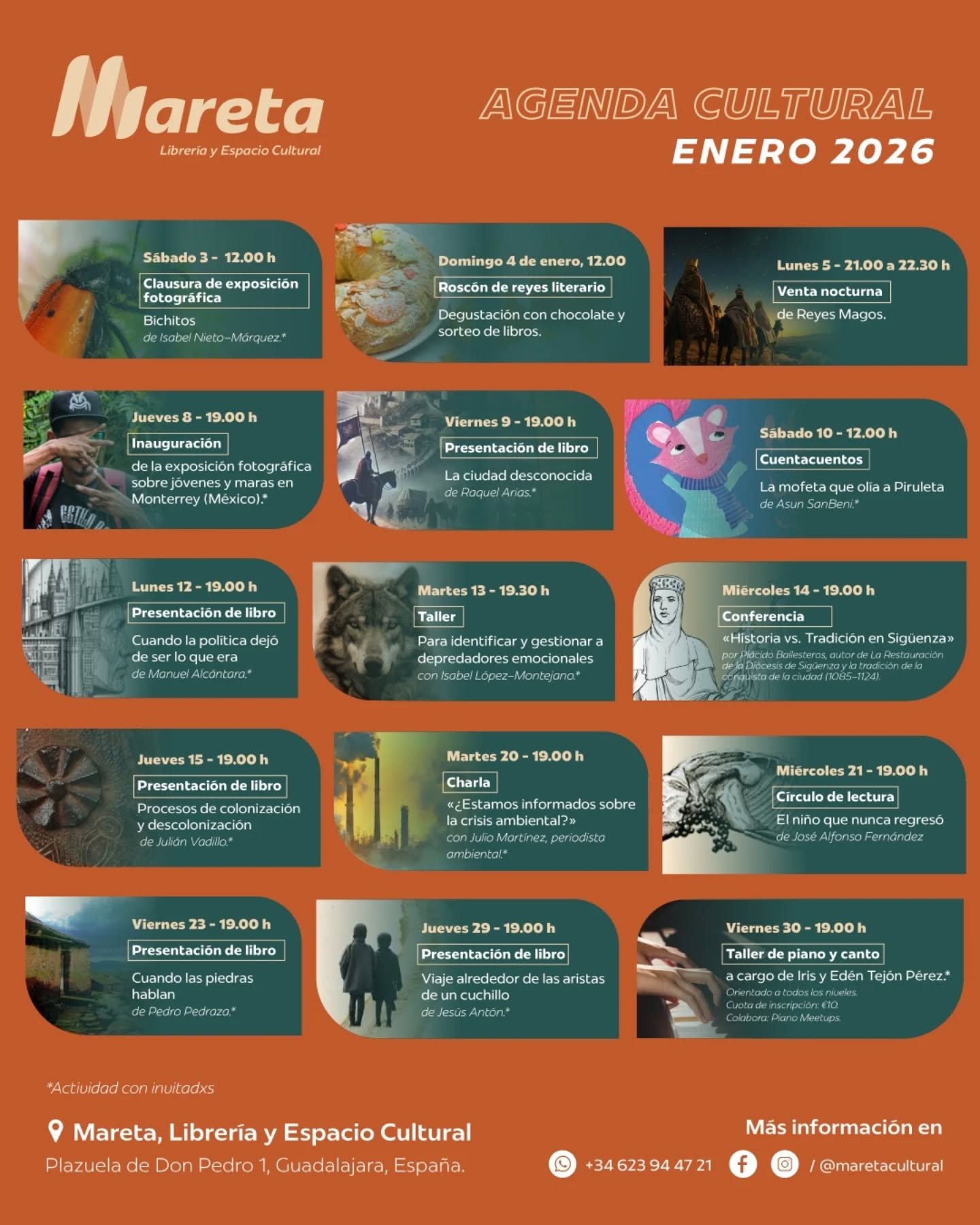 Mareta presenta su variada programación de enero 2026 en Guadalajara