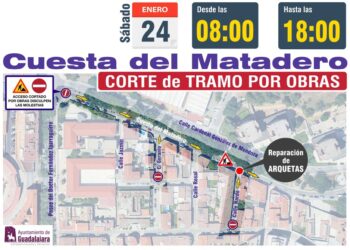 Corte de tráfico en la Cuesta del Matadero de Guadalajara este sábado: horarios y desvíos de la L4