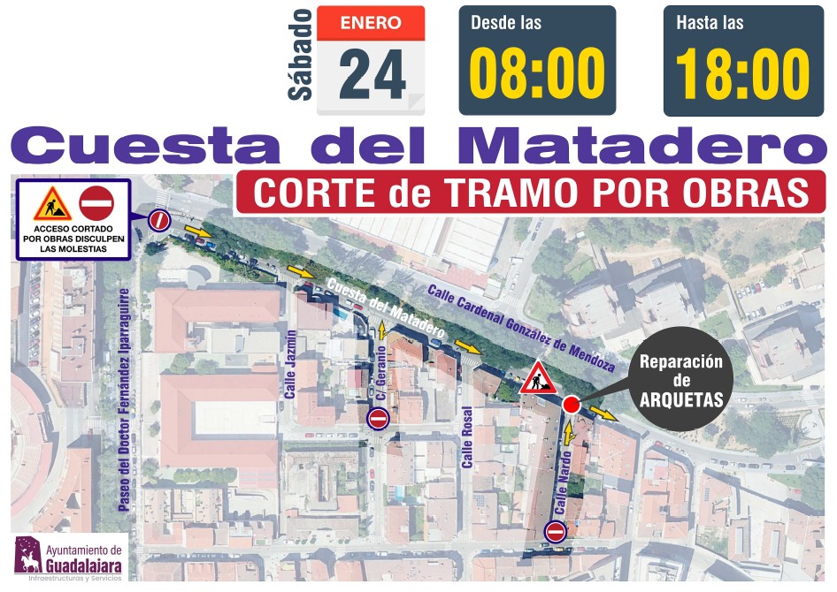 Corte de tráfico en la Cuesta del Matadero de Guadalajara este sábado: horarios y desvíos de la L4