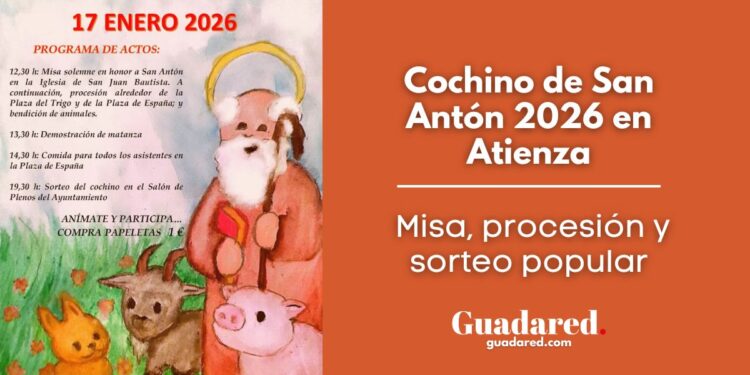 Cochino de San Antón 2026 en Atienza: misa, procesión y sorteo popular