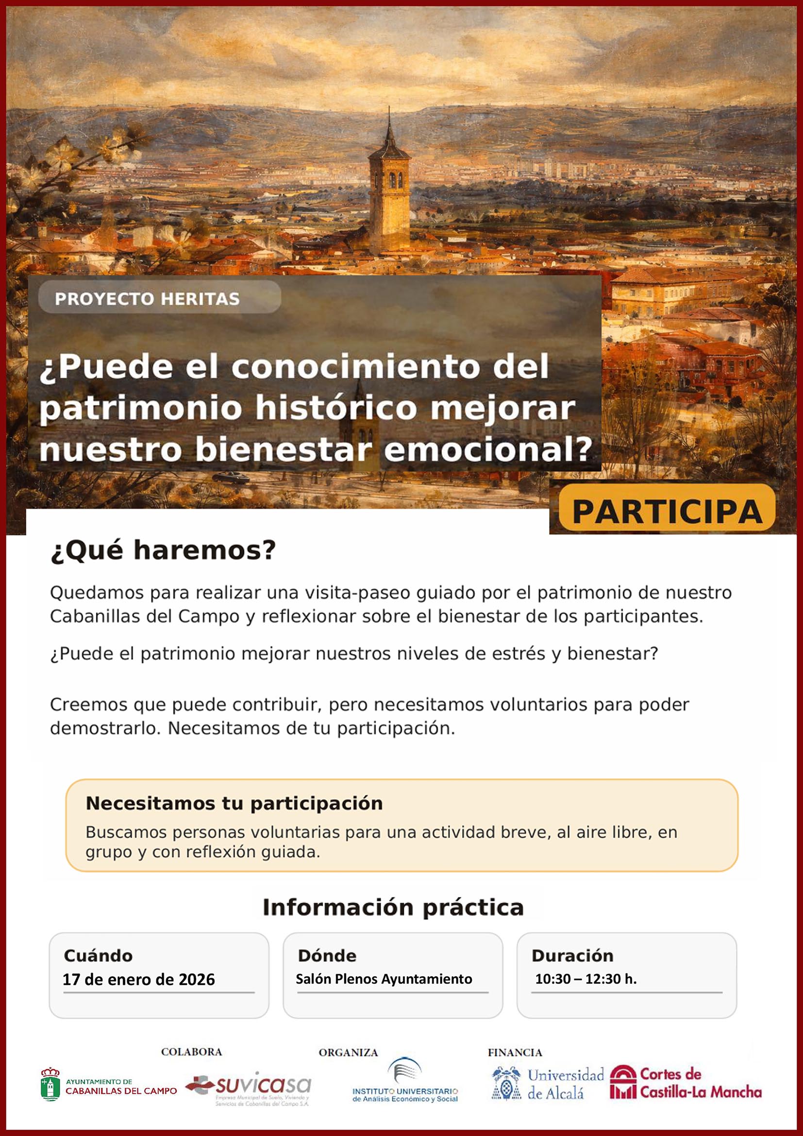 Cabanillas participa en el “Proyecto Heritas” para vincular el patrimonio histórico con el bienestar emocional