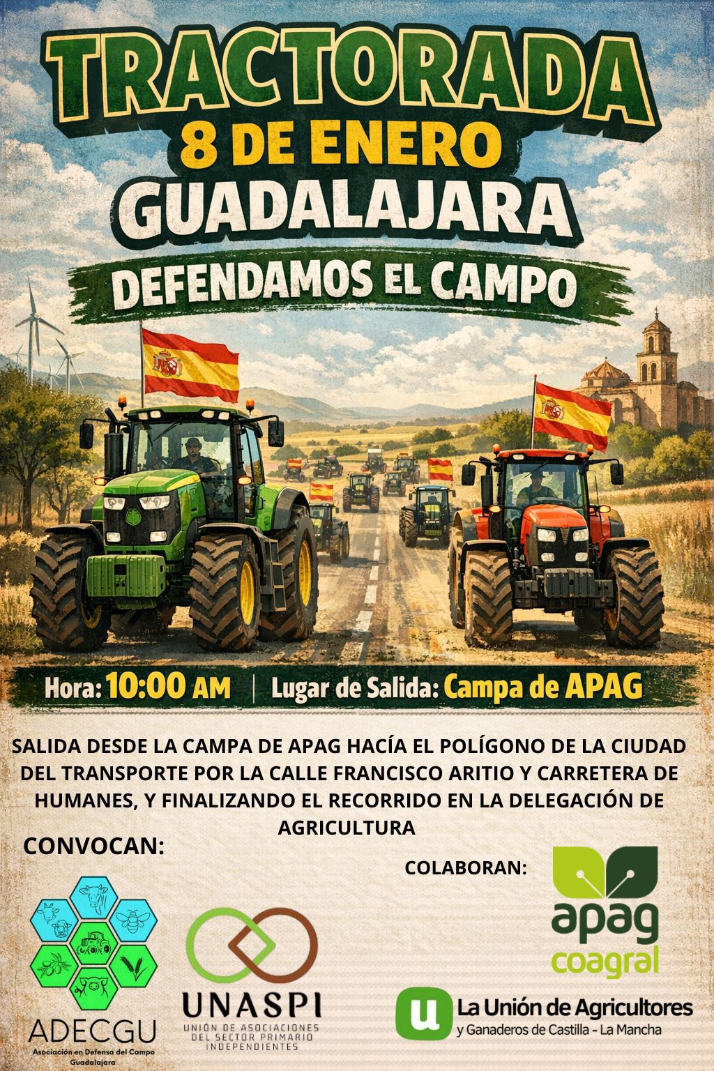 El sector primario saldrá a la calle en Guadalajara: UNASPI convoca tractoradas el 8 y 9 de enero