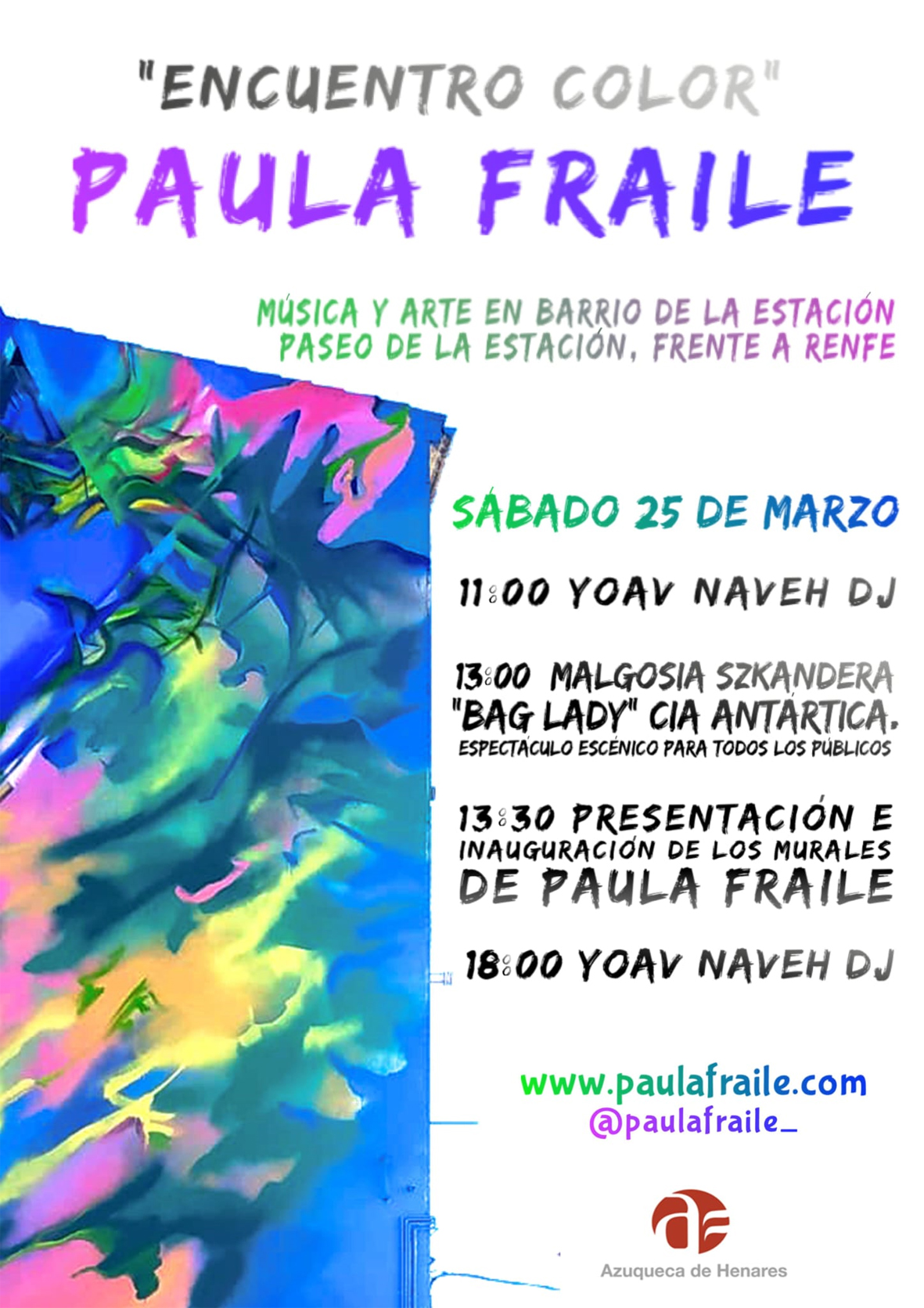 Dos murales de Paula Fraile dan la bienvenida a la estación de tren de Azuqueca con arte y color