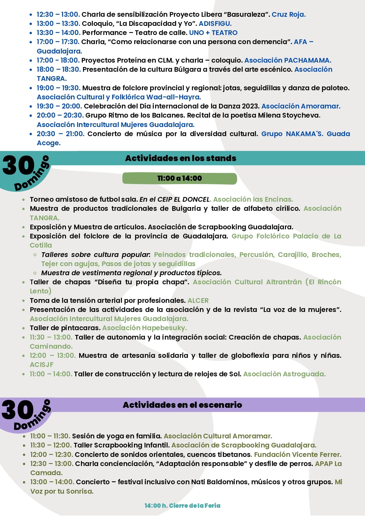 Guadalajara, Feria de las Asociaciones en La Concordia con más de medio centenar de colectivos participantes.