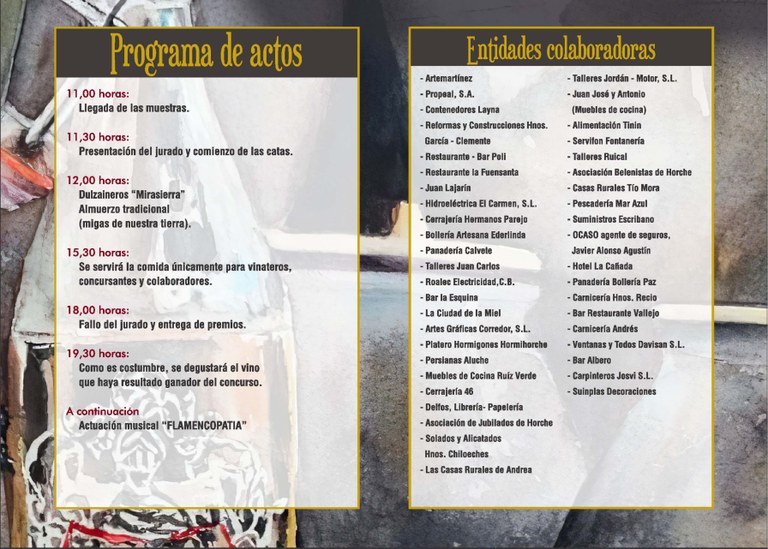 Programa de actos del XLII Concurso del Vino de Horche