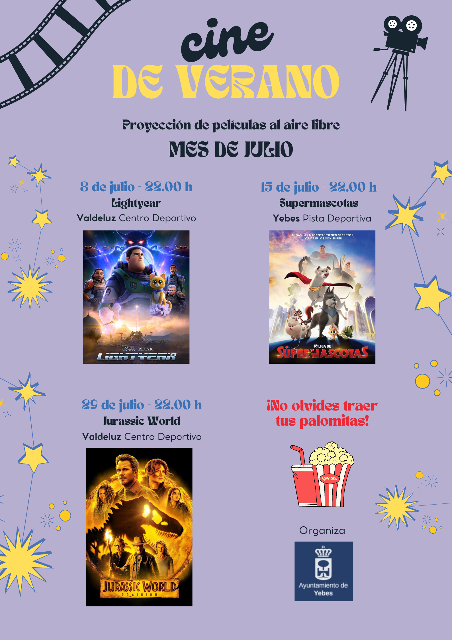 Disfruta del cine de verano al aire libre en Yebes y Valdeluz durante julio y agosto