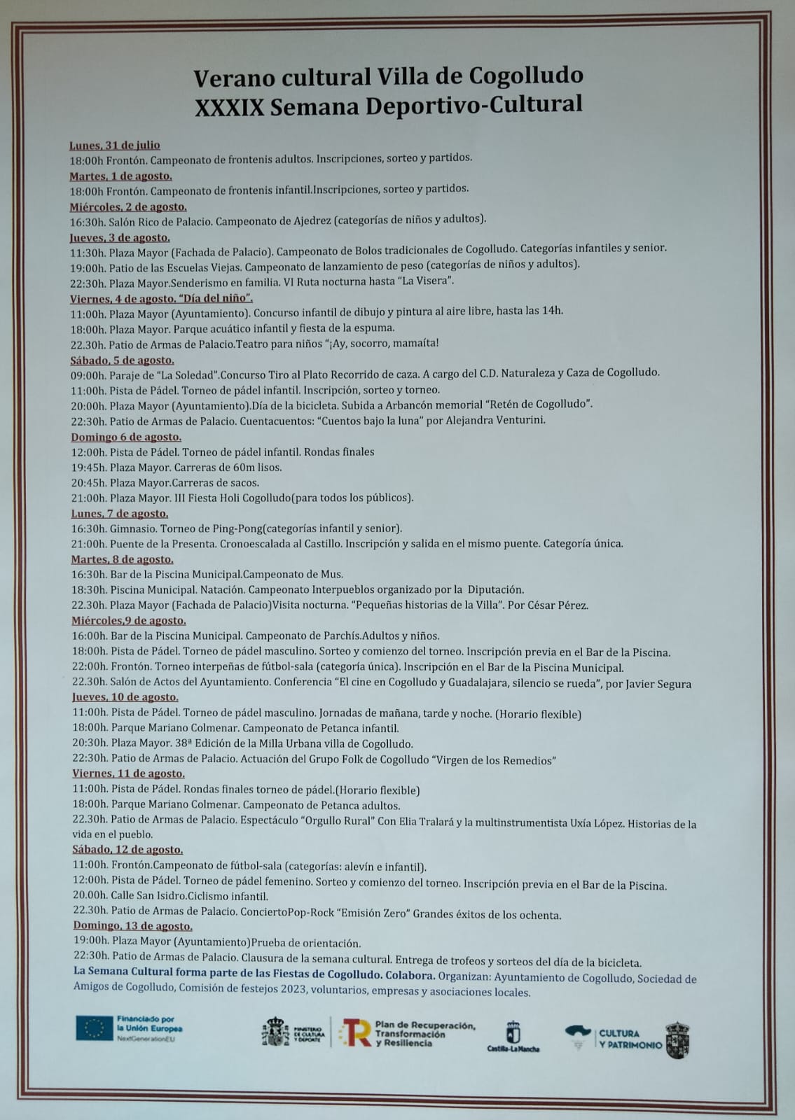 Verano Cultural en Cogolludo: Historia y Diversidad en la XXXIX Semana Deportivo-Cultural