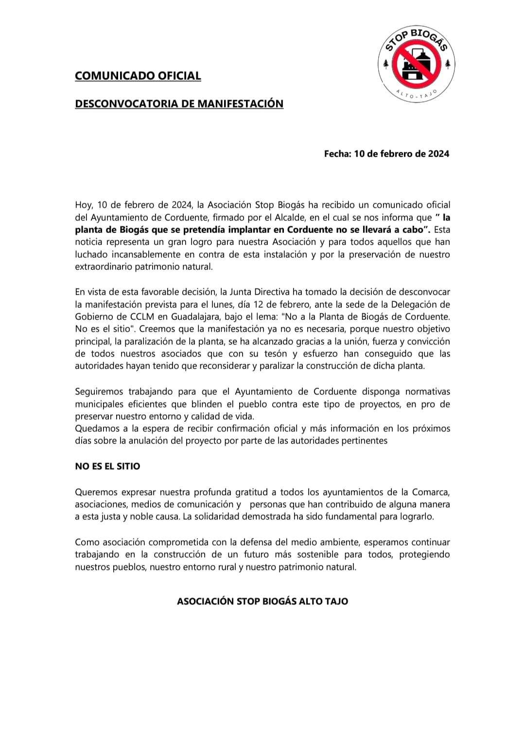 Cancelada la Planta de Biogás en Corduente: Éxito en la Lucha Ambiental